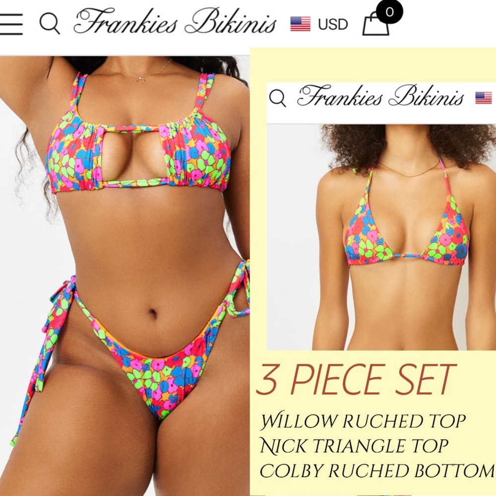 Super Deal - 3 Piece Frankie’s Bikini set BUNDLE - “Groovy” Print - Large